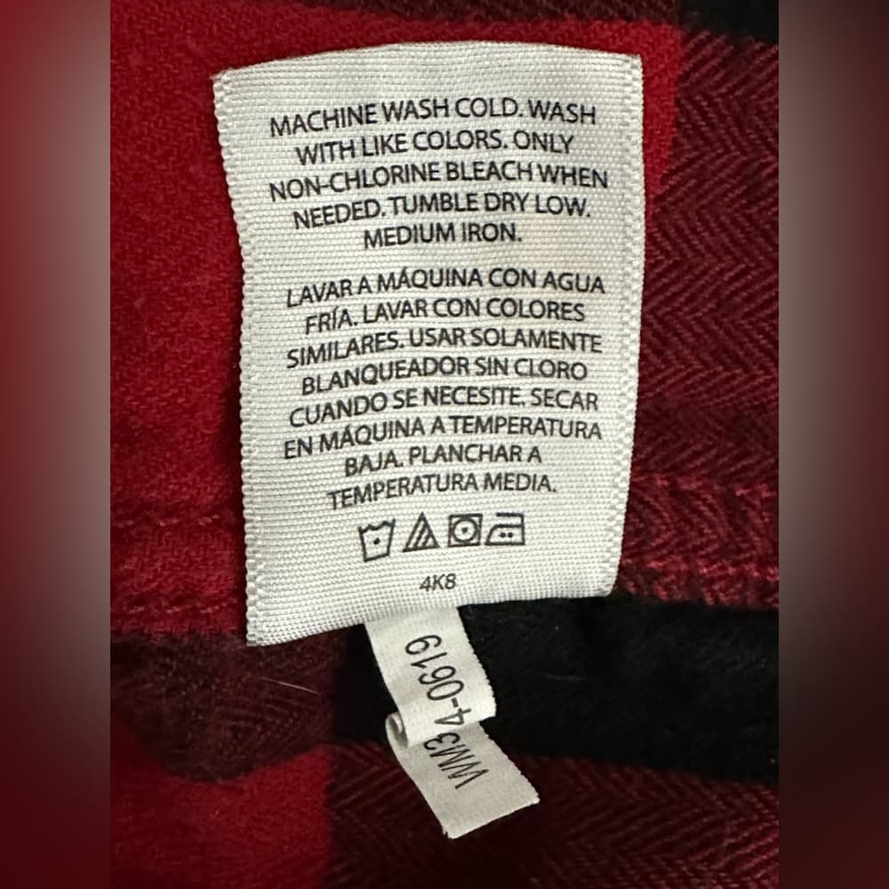 George Red Black Buffalo Plaid Flannel Button Down Shirt Men’s Large (42–44) - Thumbnail 6