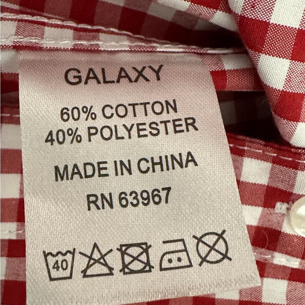 NWT Galaxy by Harvic Burgundy Red Gingham Slim Fit Button-Down Shirt Mens Medium - Thumbnail 10