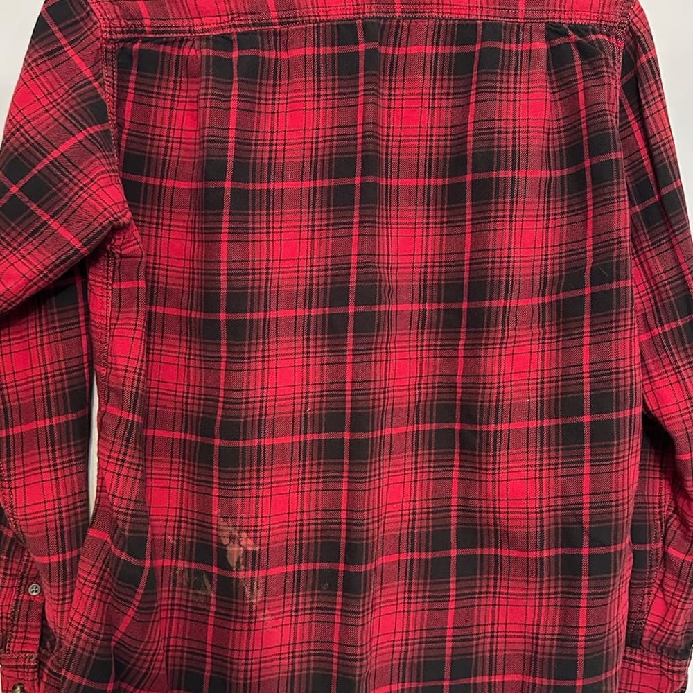 Faded Glory Red Black Plaid Flannel Shirt Size Small (34-36) FLAWED SEE NOTE - Thumbnail 9