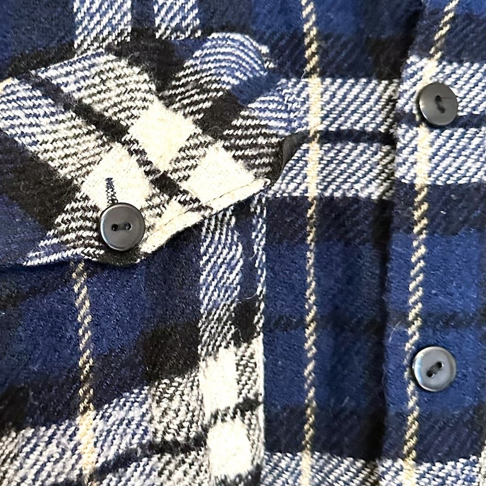 National Outfitters Plaid Flannel Blue Black White Shirt, Men’s Size Large