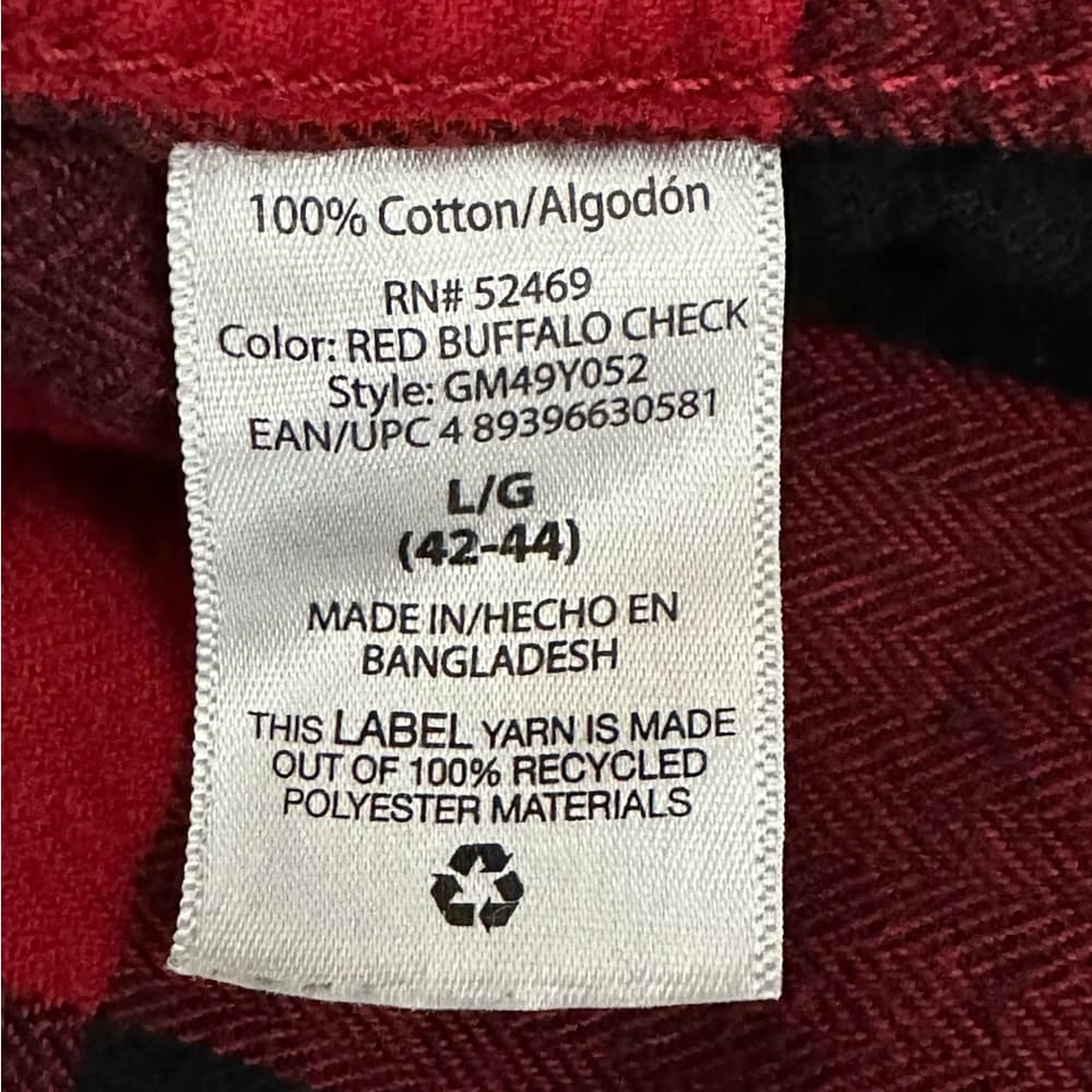 George Red Black Buffalo Plaid Flannel Button Down Shirt Men’s Large (42–44) - Thumbnail 4