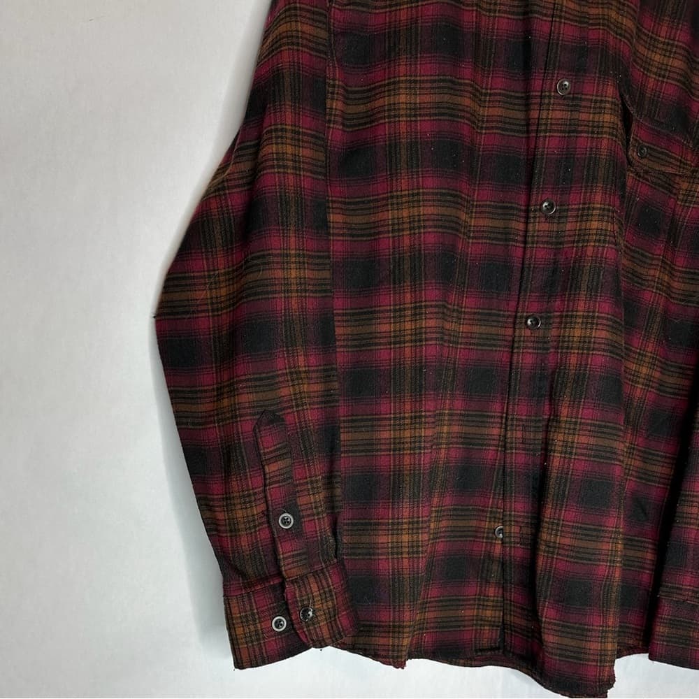 George Button Down Shirt Bordeaux Combo Plaid Size Large (42–44) Lumberjack - Thumbnail 3
