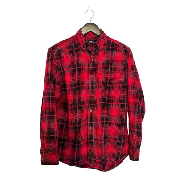 Faded Glory Red Black Plaid Flannel Shirt Size Small (34-36) FLAWED SEE NOTE - Thumbnail 13