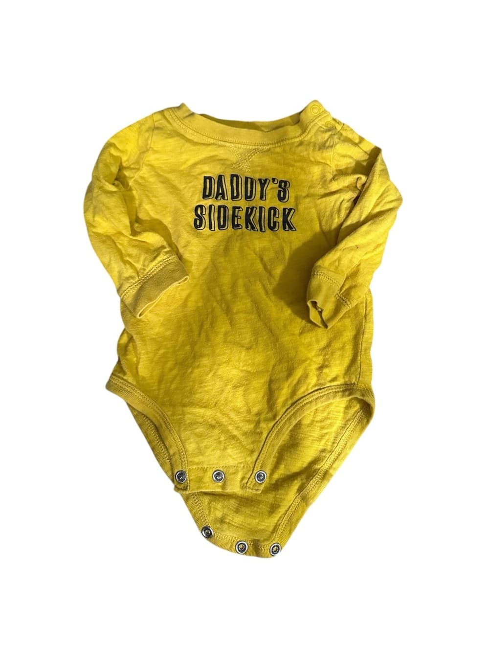 Carter’s Daddy’s Sidekick Yellow Long Sleeve Baby Bodysuit Size 9M Dad Fathers - Thumbnail 4