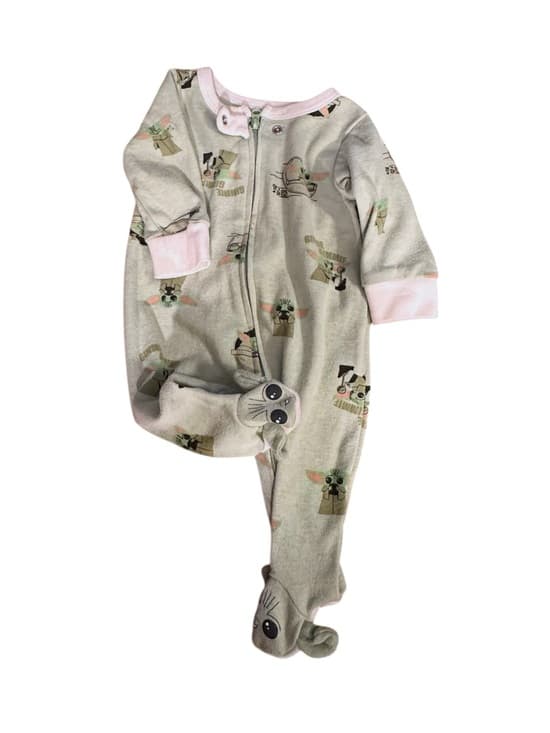 Star Wars Baby Yoda Grogu Footed Sleeper Pajamas Green 3M One Piece Onsie 3 Mon - Thumbnail 6