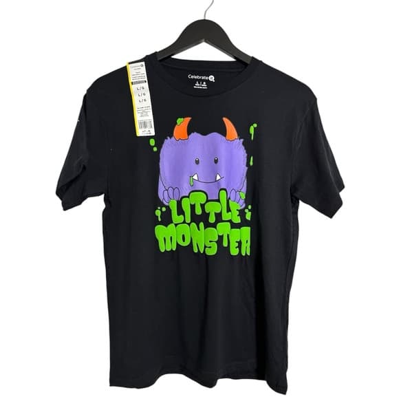 Celebrate It Youth Black Little Monster Graphic Tee Size Large Halloween Shirt - Thumbnail 6