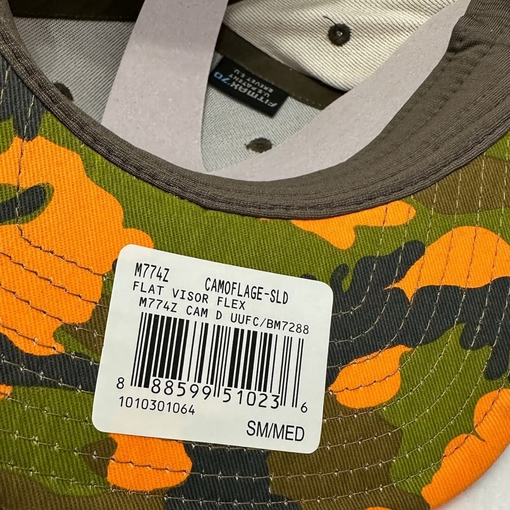 UFC X Reebok Camo Khaki Orange Flat Brim Flex SnapBack Hat RARE LE Deadstock S/M - Thumbnail 4
