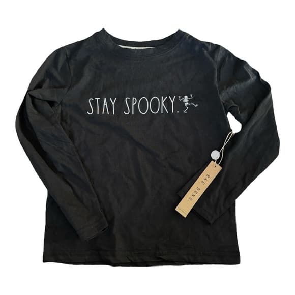 Rae Dunn Stay Spooky Skeleton Halloween Long Sleeve Tee T-Shirt Kids Size 5 - Thumbnail 5