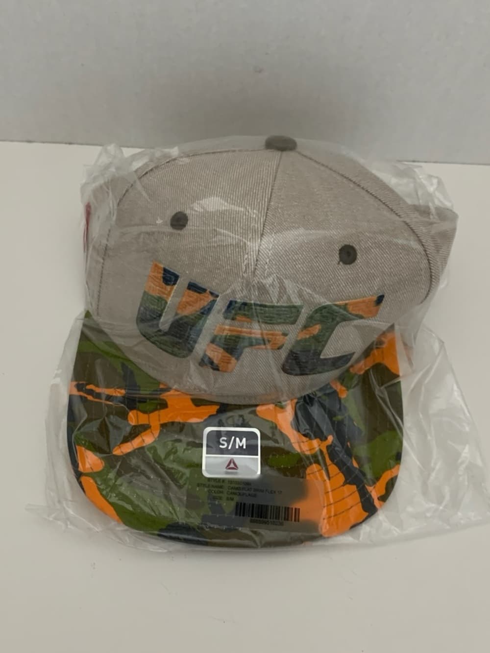 UFC X Reebok Camo Khaki Orange Flat Brim Flex SnapBack Hat RARE LE Deadstock S/M - Thumbnail 12