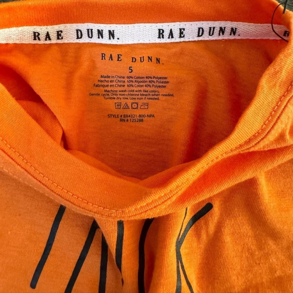 Rae Dunn Trick or Treat Halloween Pumpkin Long Sleeve Orange Tee T-shirt Kids 5 - Thumbnail 5