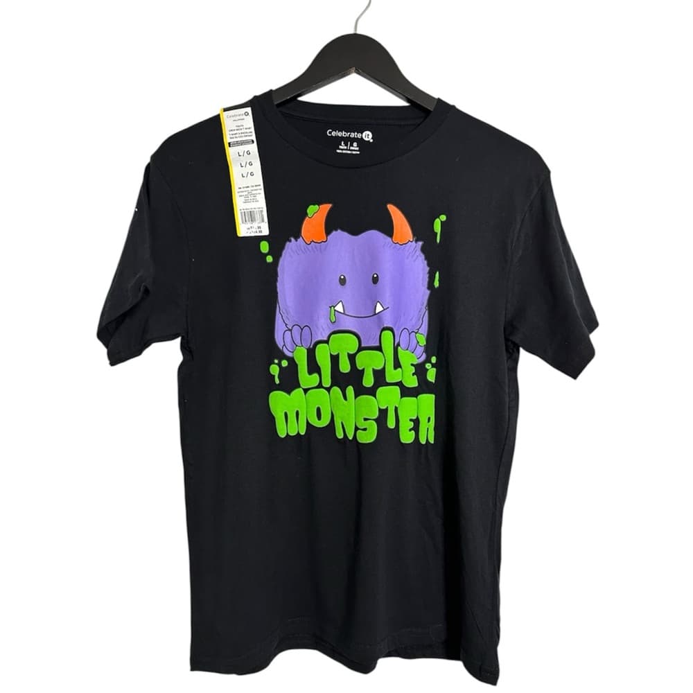 Celebrate It Youth Black Little Monster Graphic Tee Size Large Halloween Shirt - Thumbnail 5