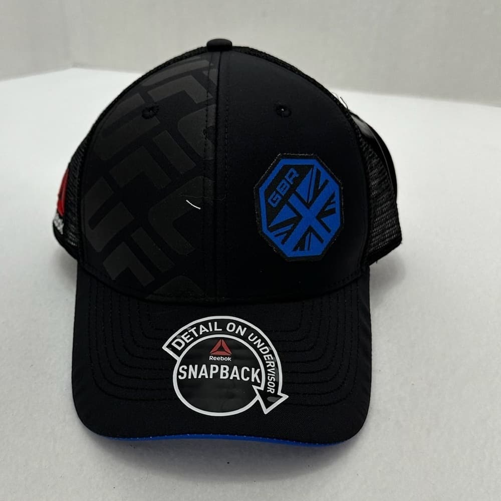 UFC X Reebok SnapBack Hat Limited Edition Great Britain GBR Black Deadstock - Thumbnail 4