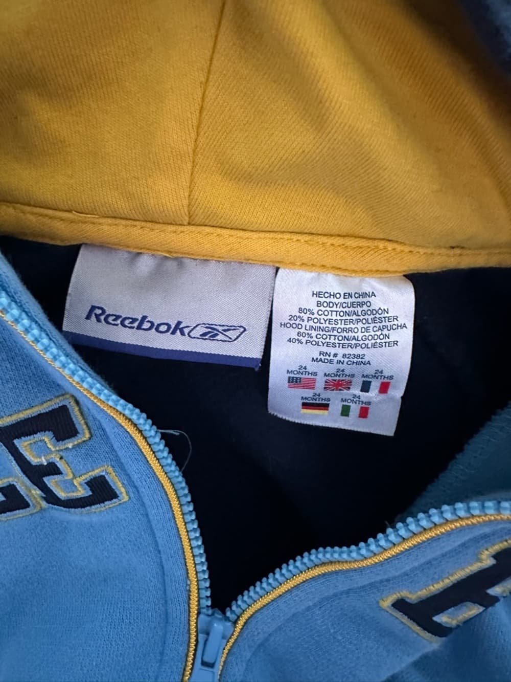 Reebok Baby Boy Blue Navy Zip Hoodie Sweatshirt Jacket 24 Months Streetwear - Thumbnail 6