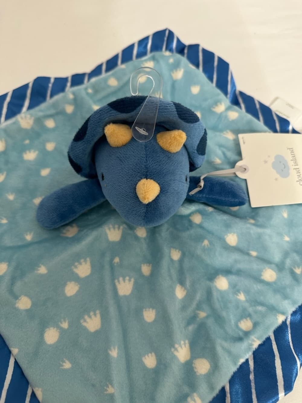 NWT Cloud Island Blue Dinosaur Baby Security Blanket Lovey Plush Gift Idea