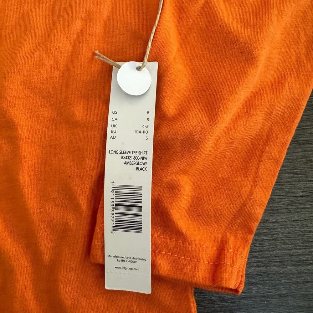 Rae Dunn Trick or Treat Halloween Pumpkin Long Sleeve Orange Tee T-shirt Kids 5 - Thumbnail 6
