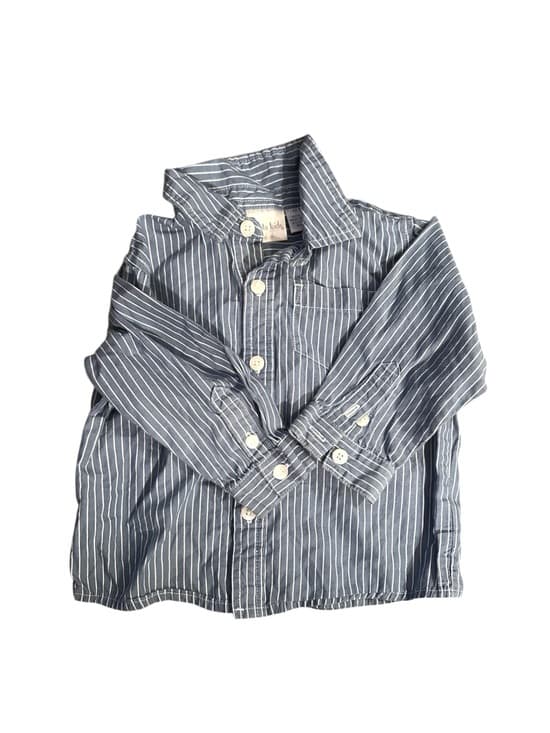 Koala Kids Blue White Stripe Button Down Shirt Toddler 12 Months Preppy - Thumbnail 7