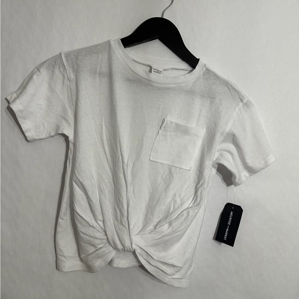 NWT Melrose And Market White Twist Front Crop Tee Kids Size Large (10/12) - Thumbnail 6