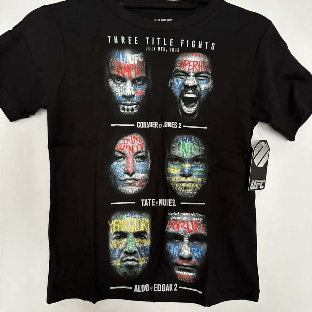 NWT UFC 200 KIDS Three Title Fights Deadstock Tee Cormier Jones Tate Nunes Edgar - Thumbnail 2