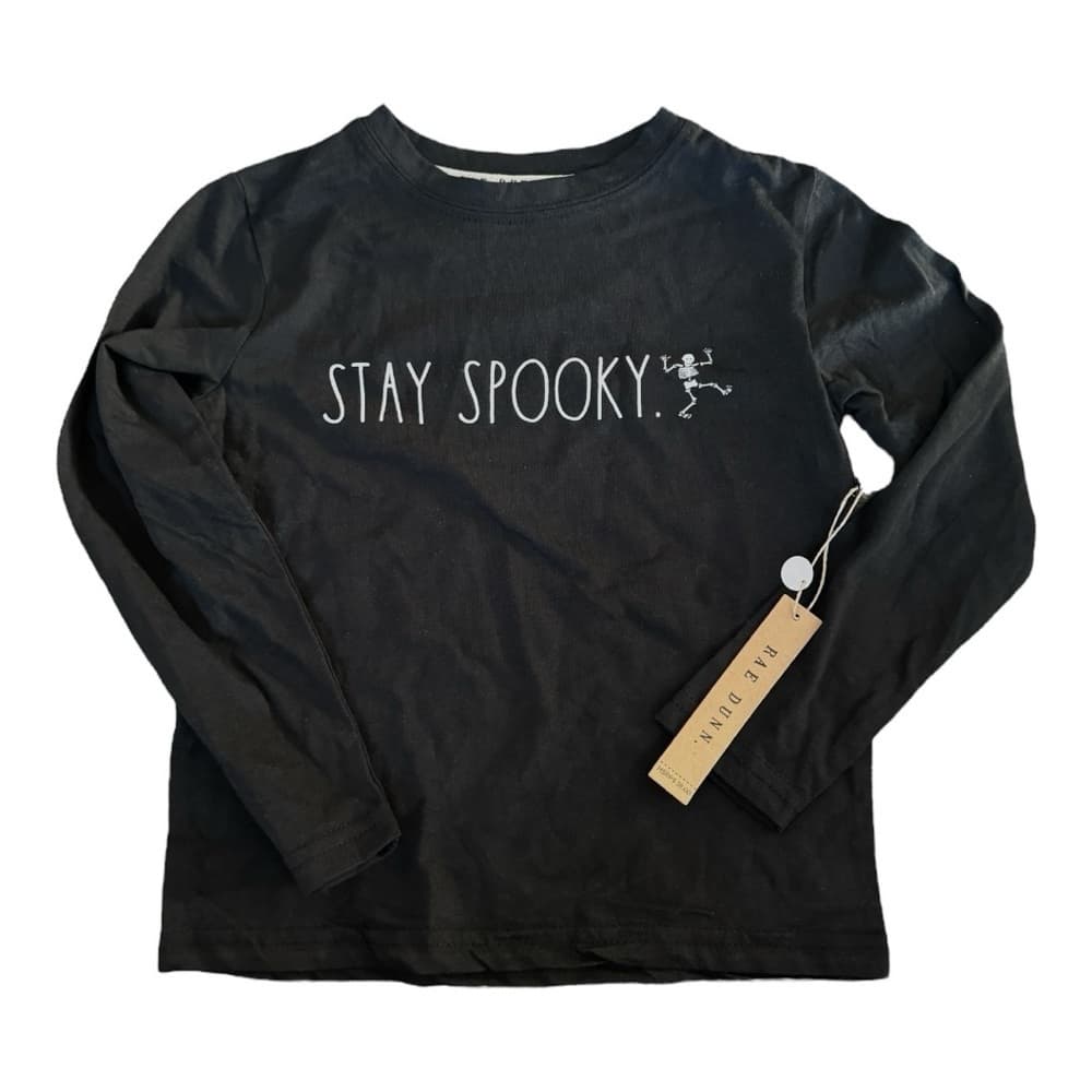 Rae Dunn Stay Spooky Skeleton Halloween Long Sleeve Tee T-Shirt Kids Size 5 - Thumbnail 4