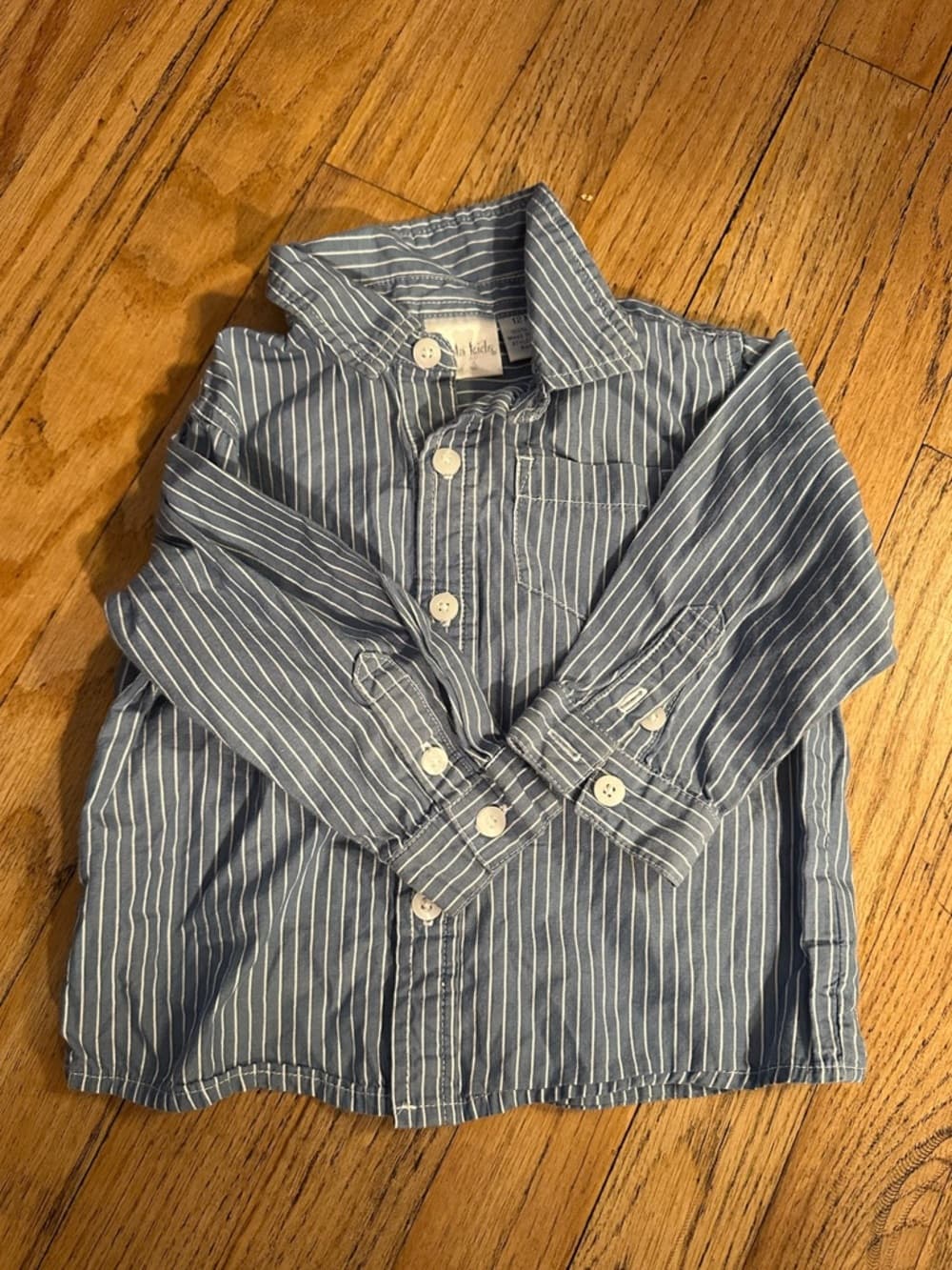 Koala Kids Blue White Stripe Button Down Shirt Toddler 12 Months Preppy - Thumbnail 5