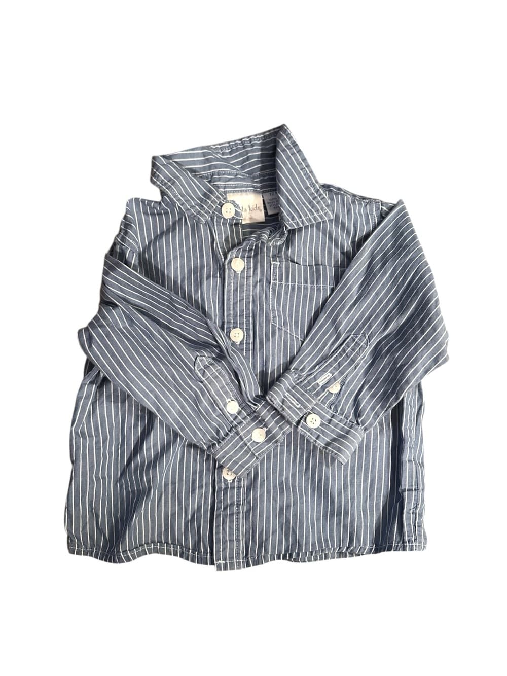 Koala Kids Blue White Stripe Button Down Shirt Toddler 12 Months Preppy - Thumbnail 6