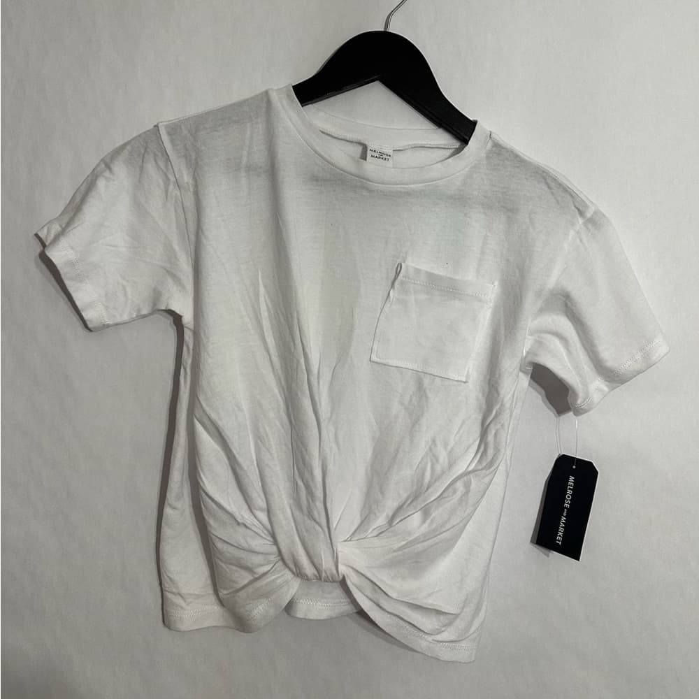 NWT Melrose And Market White Twist Front Crop Tee Kids Size Large (10/12) - Thumbnail 2