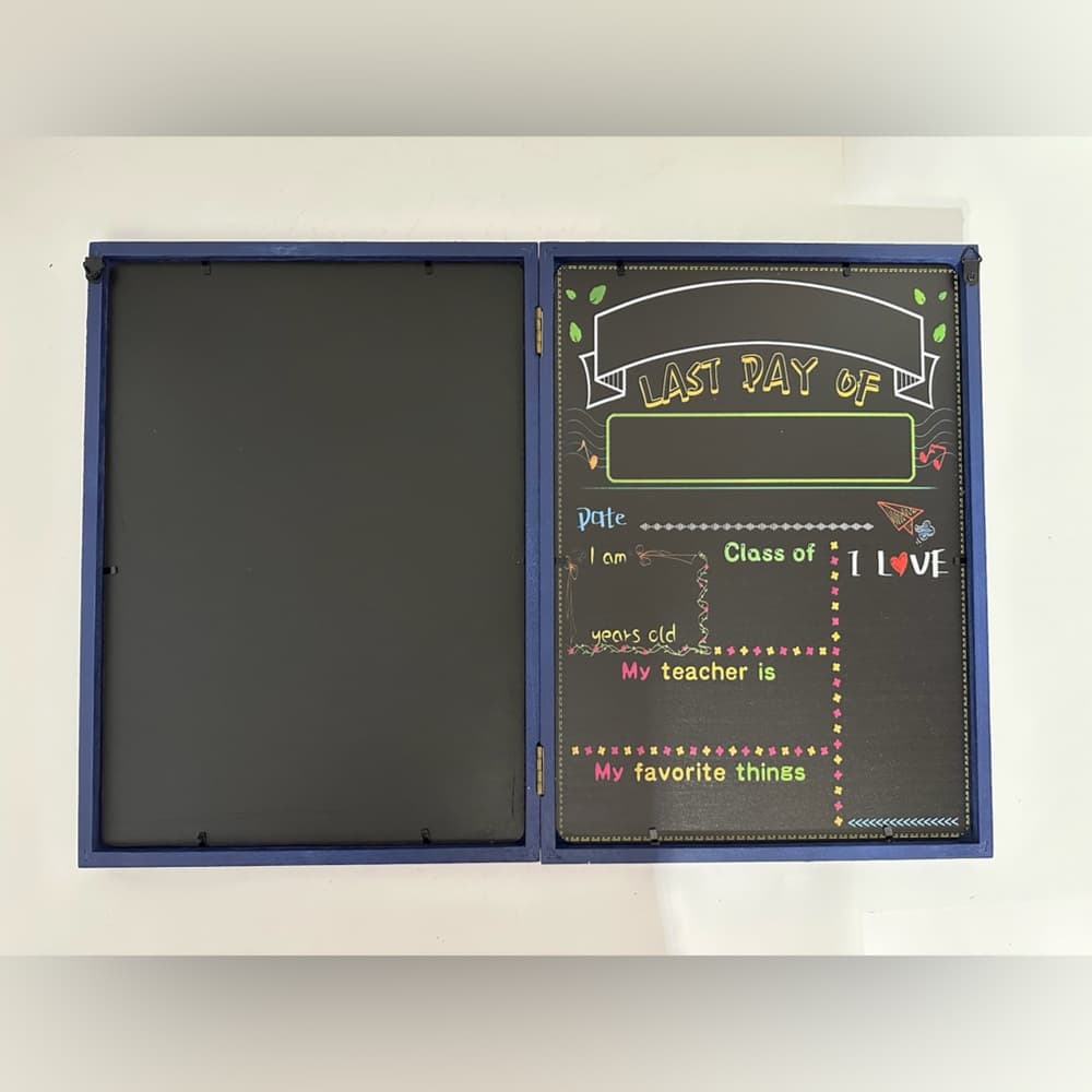 NIB First Last Day of School Folding Double Sided Chalkboard Photo Prop Blue - Thumbnail 5