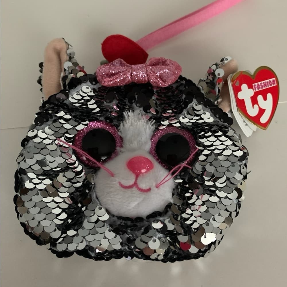 TY Fashion Flippy Sequin Wristlet - KIKI the Cat (Approx. 5 inch) Coin Purse - Thumbnail 5