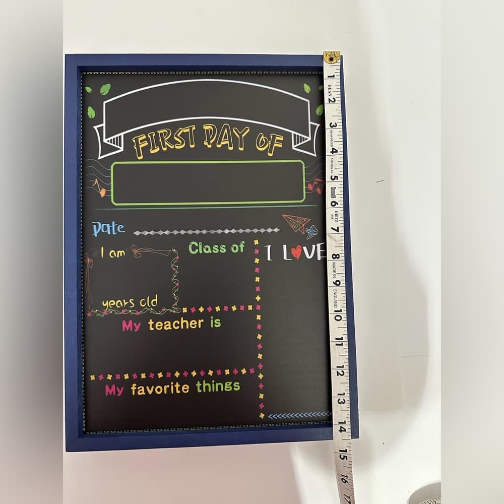 NIB First Last Day of School Folding Double Sided Chalkboard Photo Prop Blue - Thumbnail 6