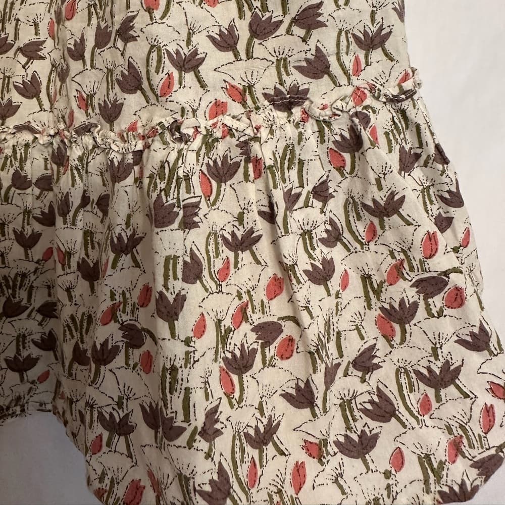 Bonpoint Floral Print Tiered Cotton Skirt with Elastic Drawstring Waist Girls 6 - Thumbnail 2