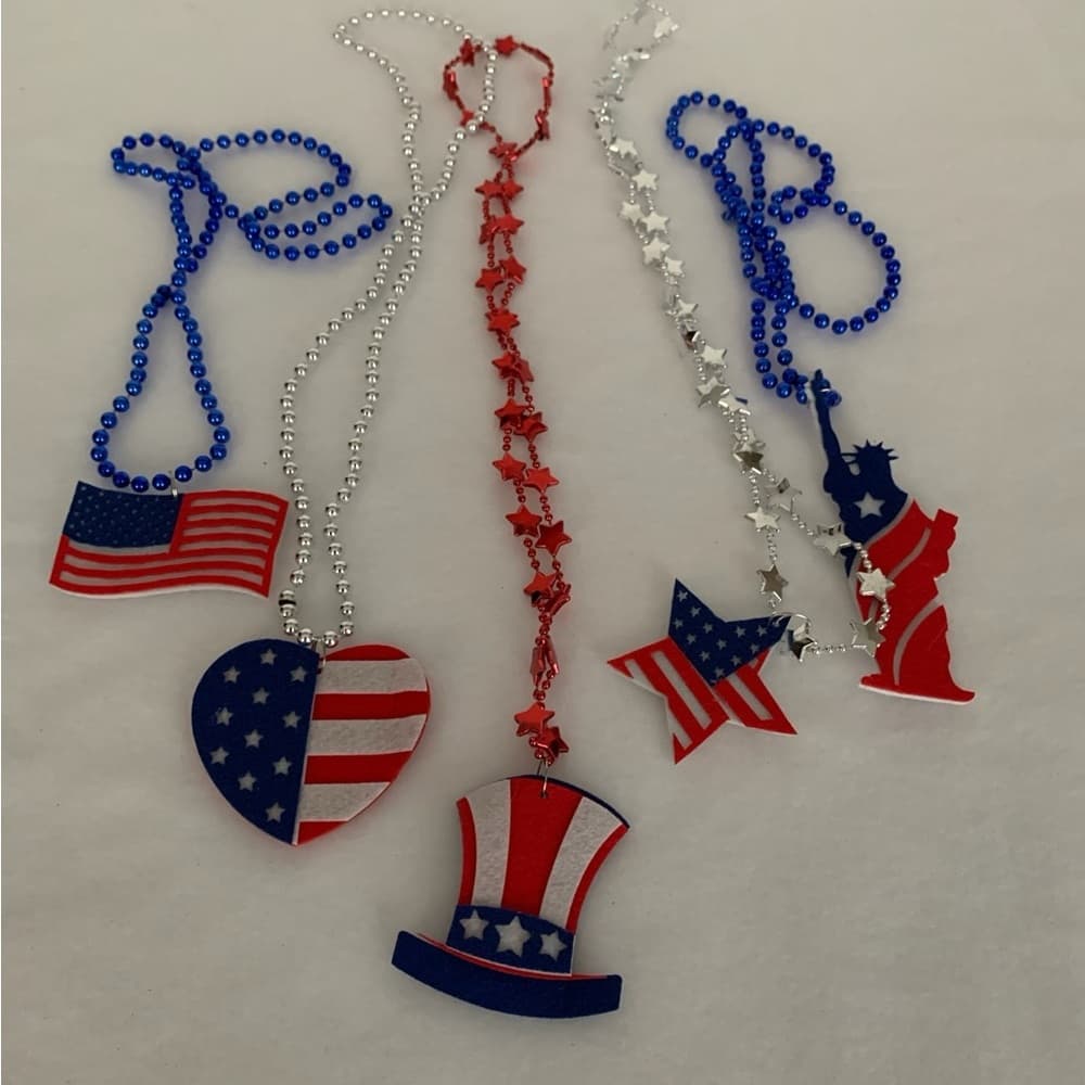Patriotic USA Necklace Set Red, White & Blue Beads Party Accessories July 4th - Thumbnail 3