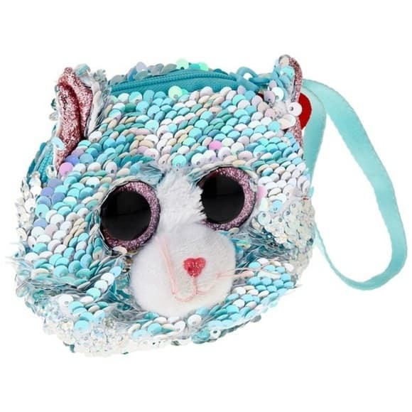 TY Fashion Whimsy “Unicorn Blue” Sequin Cat Wristlet Coin Purse (Approx 5in) NWT - Thumbnail 11