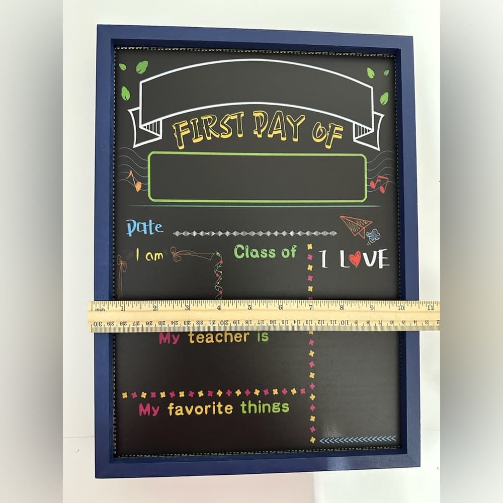 NIB First Last Day of School Folding Double Sided Chalkboard Photo Prop Blue - Thumbnail 2