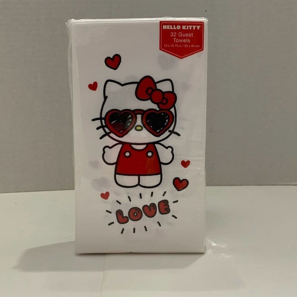 NIP Sanrio Hello Kitty Disposable Hand Towels with Heart Love Design Party - Thumbnail 2