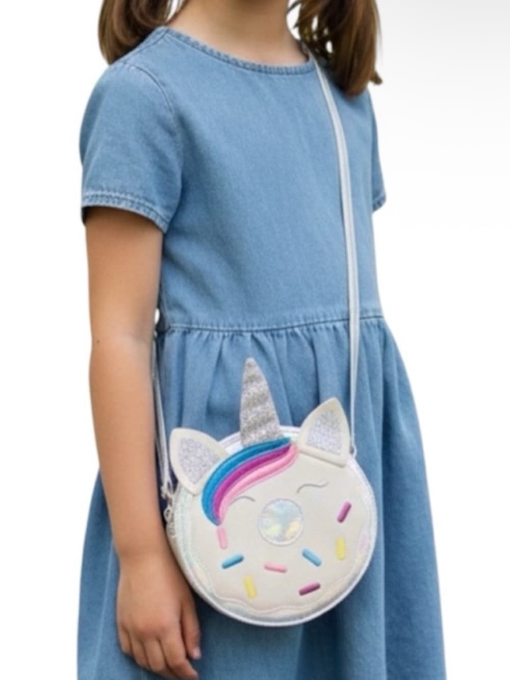 NWT Cat & Jack Unicorn Donut Crossbody Bag Kids Glitter Holographic Whimsical