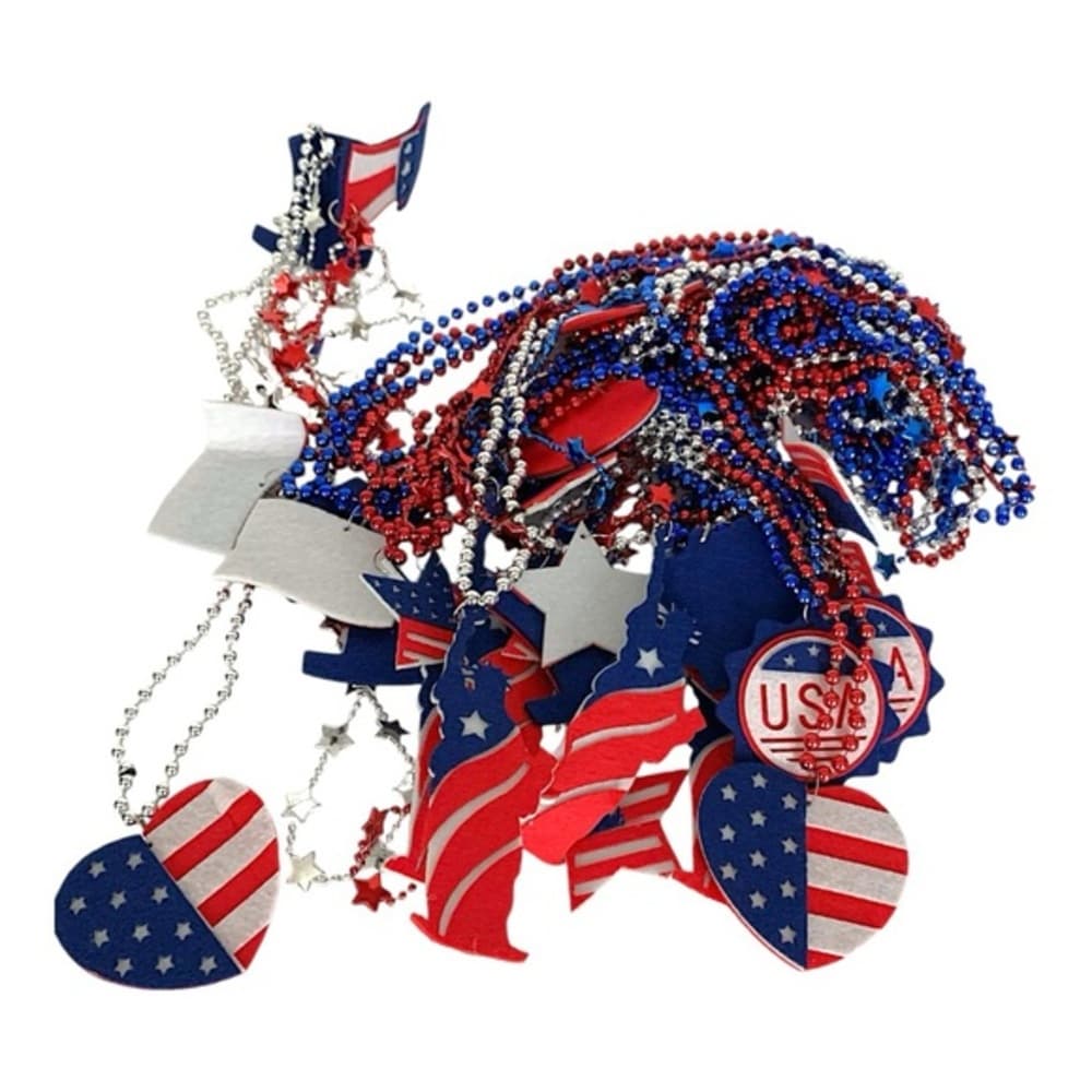 Patriotic USA Necklace Set Red, White & Blue Beads Party Accessories July 4th - Thumbnail 9