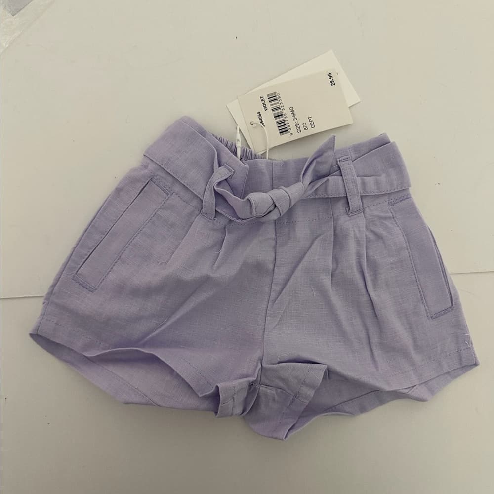 NWT Seed Heritage Baby March BG Linen Blend Paper Bag Shorts 3-6 Months Violet - Thumbnail 4