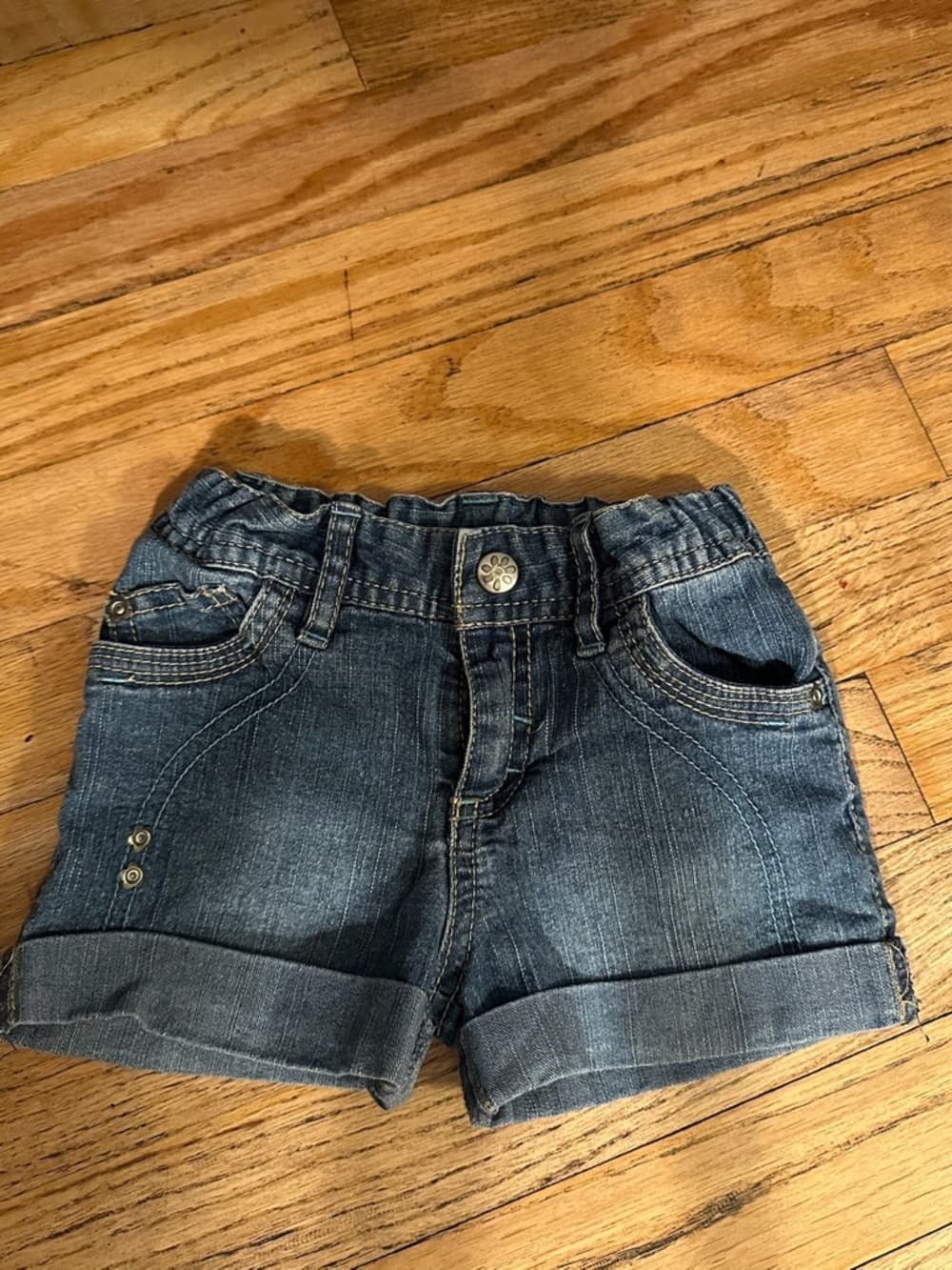 Arizona Jean Co Embroidered Floral Denim Shorts Size 2T Bohemian Flower Child