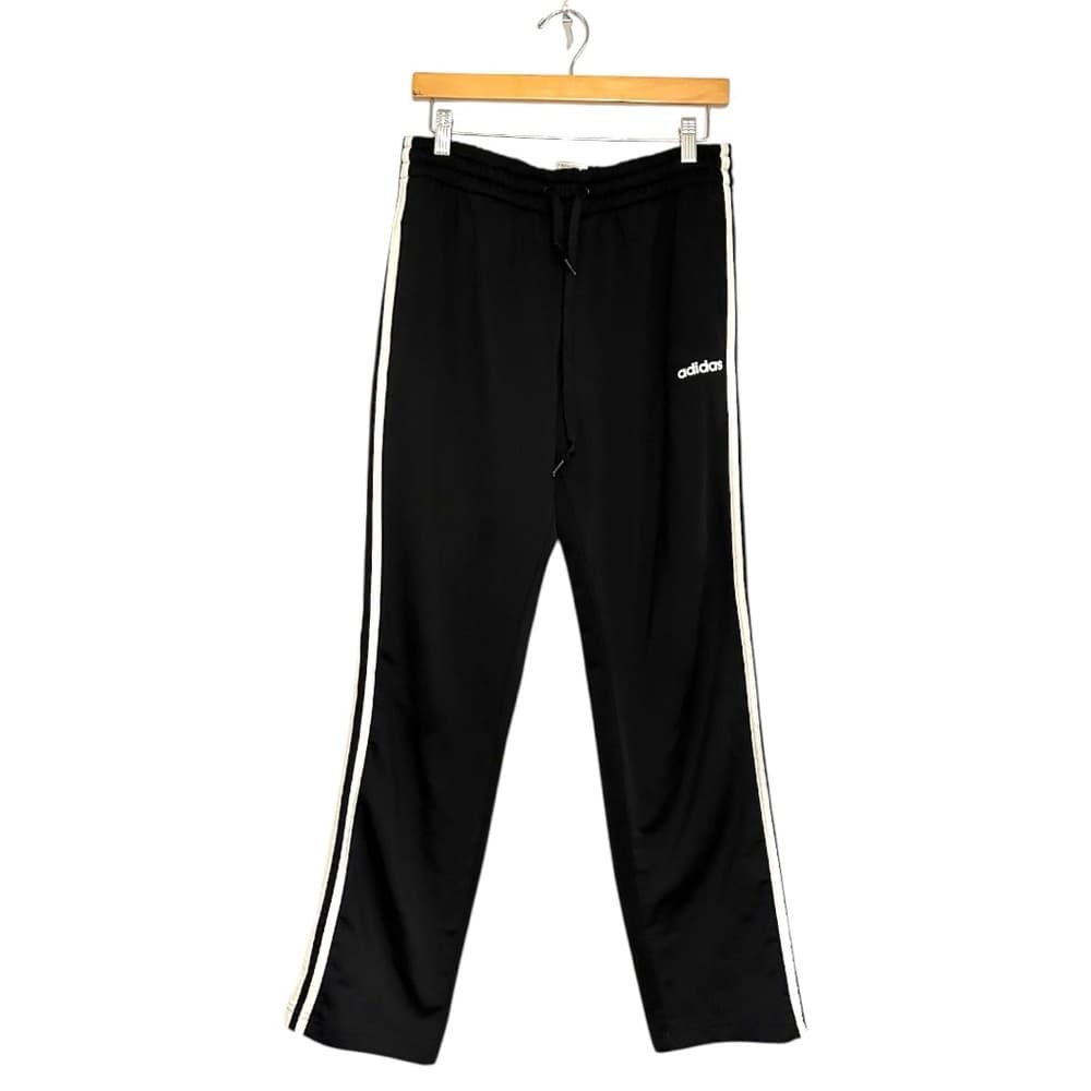ADIDAS Track Pants Black with White Stripes Size Youth Large Sporty Athletic - Thumbnail 6