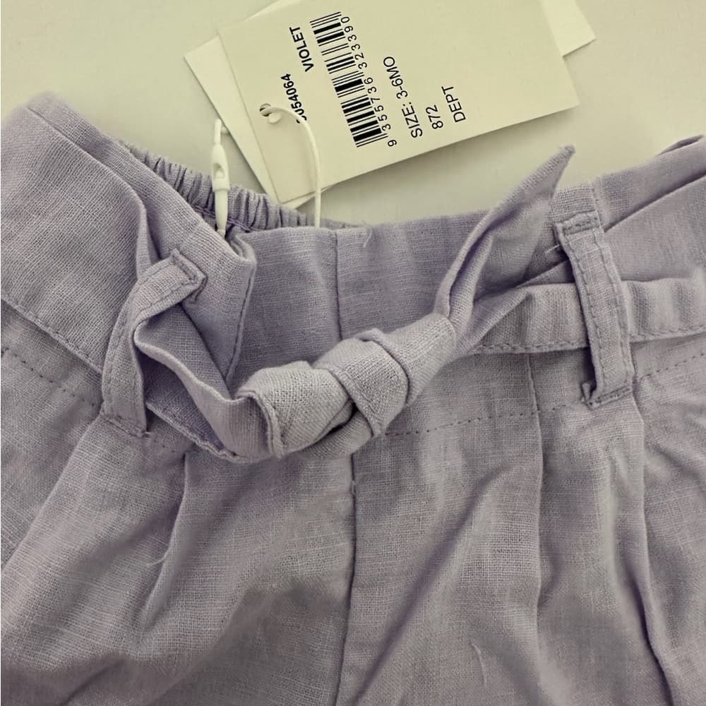 NWT Seed Heritage Baby March BG Linen Blend Paper Bag Shorts 3-6 Months Violet - Thumbnail 3