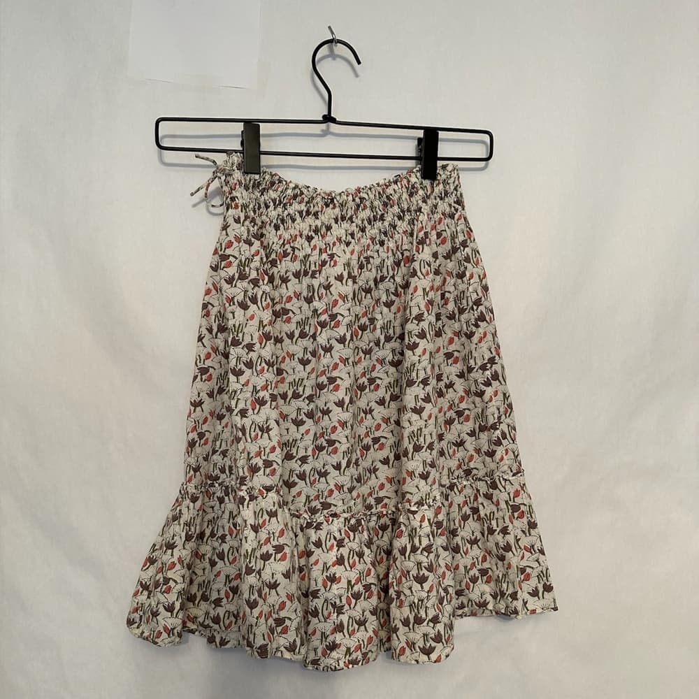 Bonpoint Floral Print Tiered Cotton Skirt with Elastic Drawstring Waist Girls 6 - Thumbnail 4