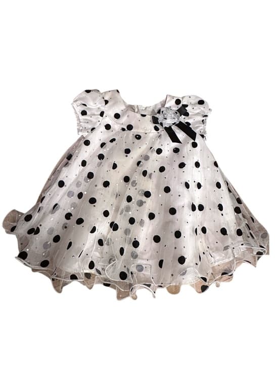 Iris & Ivy Baby Girl Black White Polka Dot Tulle Party Dress 6/9M Princess Dress - Thumbnail 7