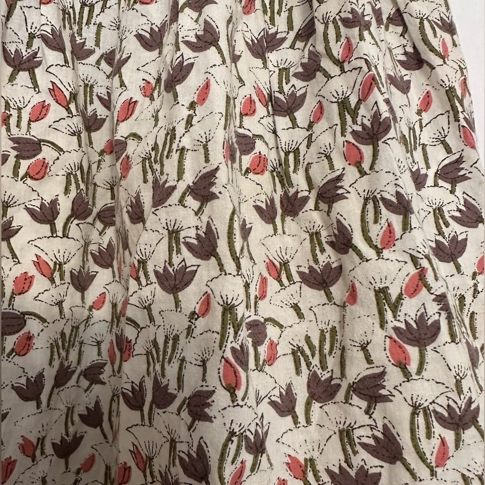 Bonpoint Floral Print Tiered Cotton Skirt with Elastic Drawstring Waist Girls 6