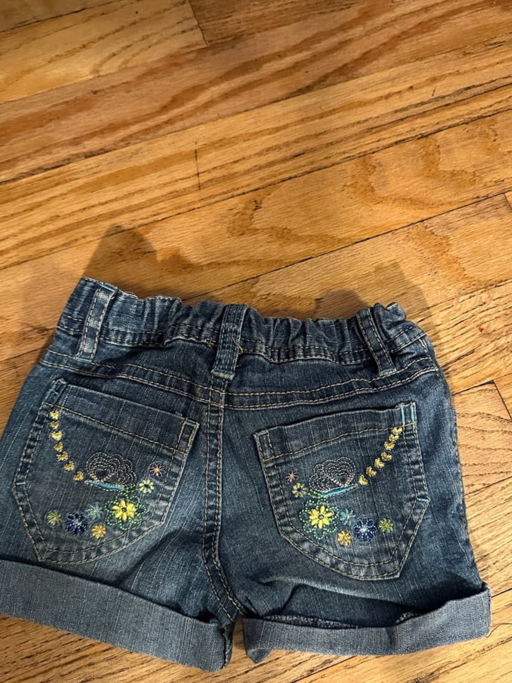 Arizona Jean Co Embroidered Floral Denim Shorts Size 2T Bohemian Flower Child - Thumbnail 2