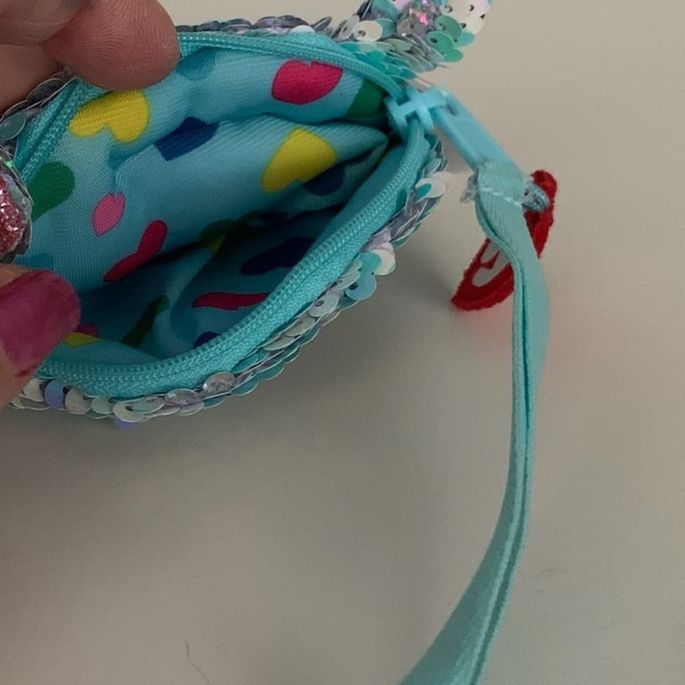 TY Fashion Whimsy “Unicorn Blue” Sequin Cat Wristlet Coin Purse (Approx 5in) NWT - Thumbnail 8