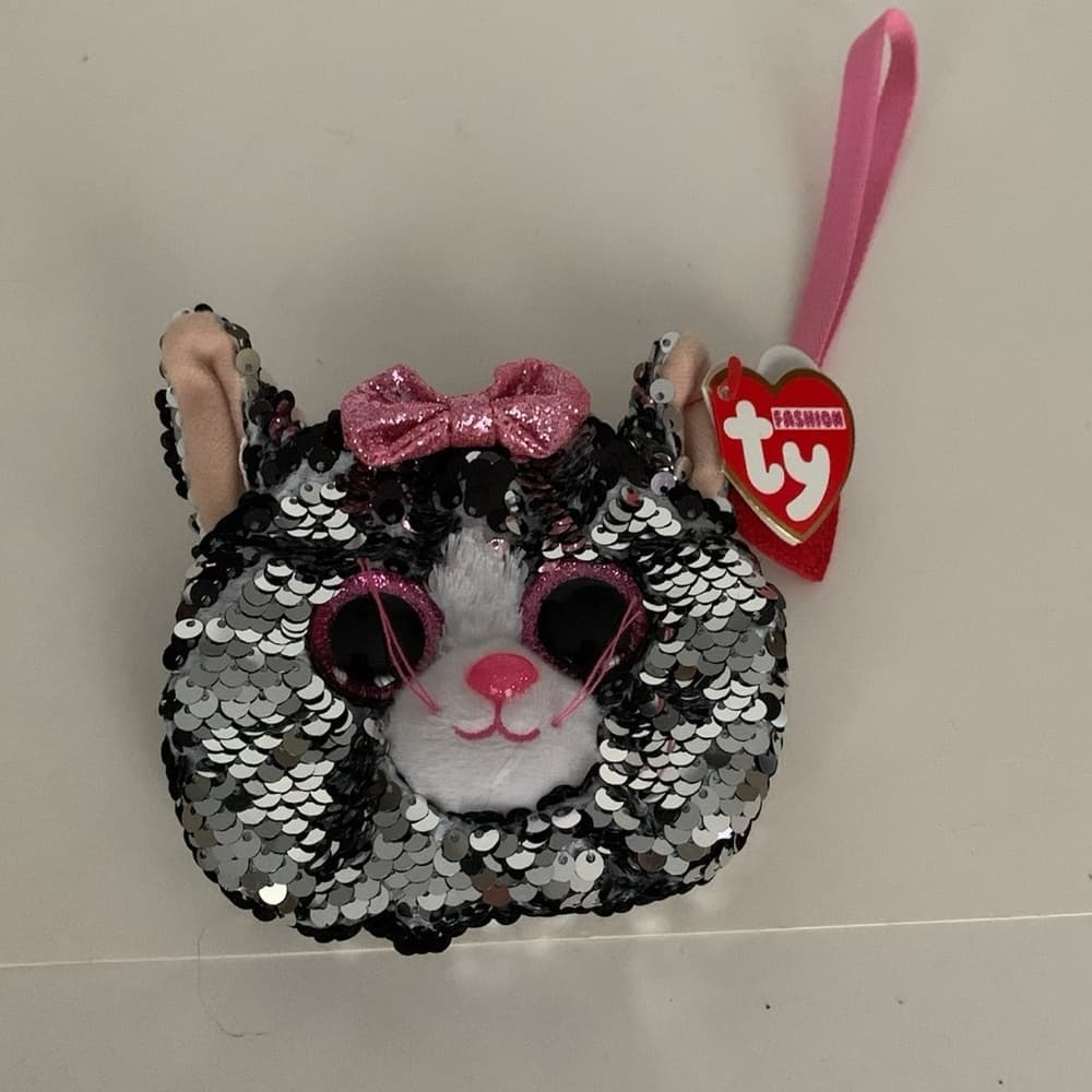 TY Fashion Flippy Sequin Wristlet - KIKI the Cat (Approx. 5 inch) Coin Purse - Thumbnail 7