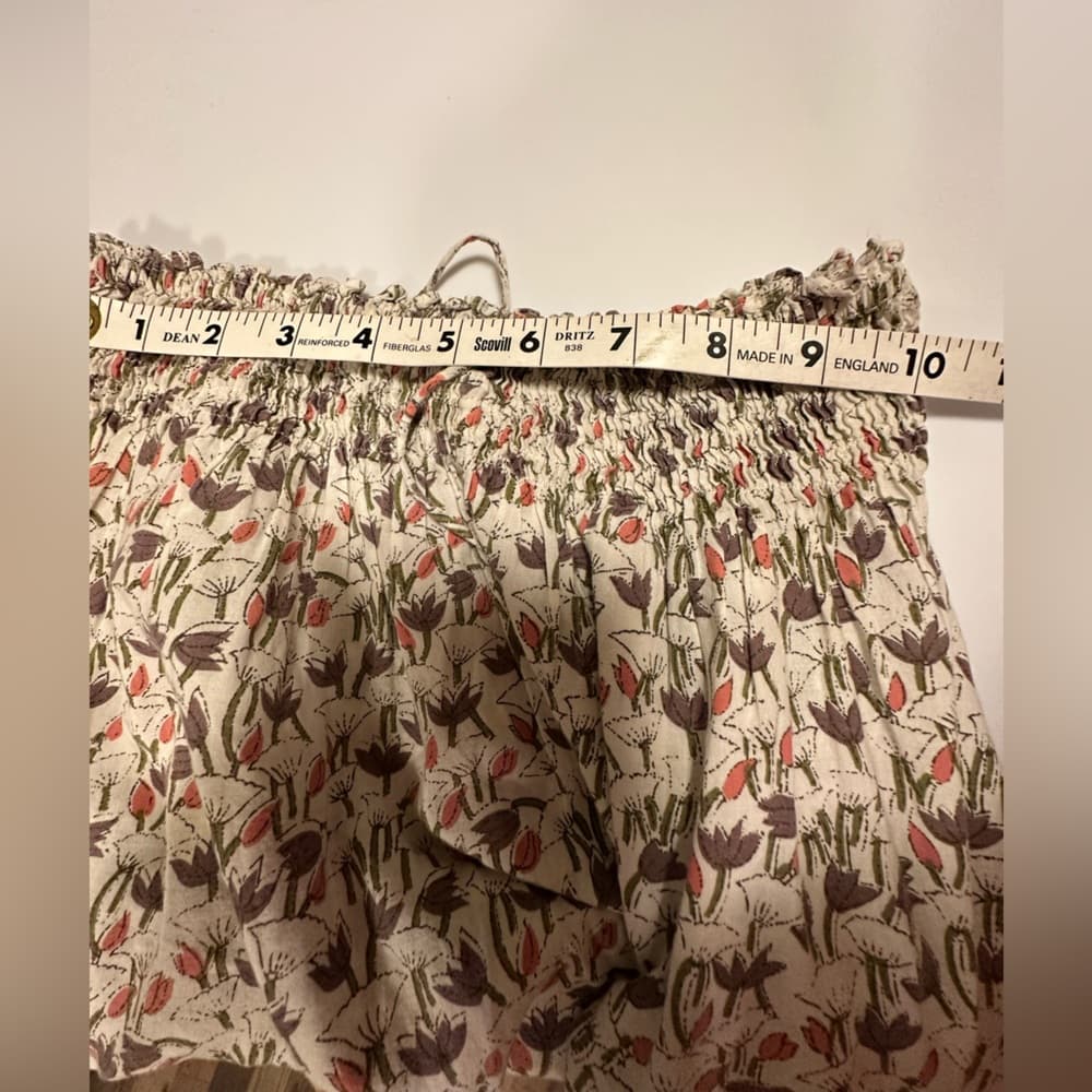 Bonpoint Floral Print Tiered Cotton Skirt with Elastic Drawstring Waist Girls 6 - Thumbnail 10