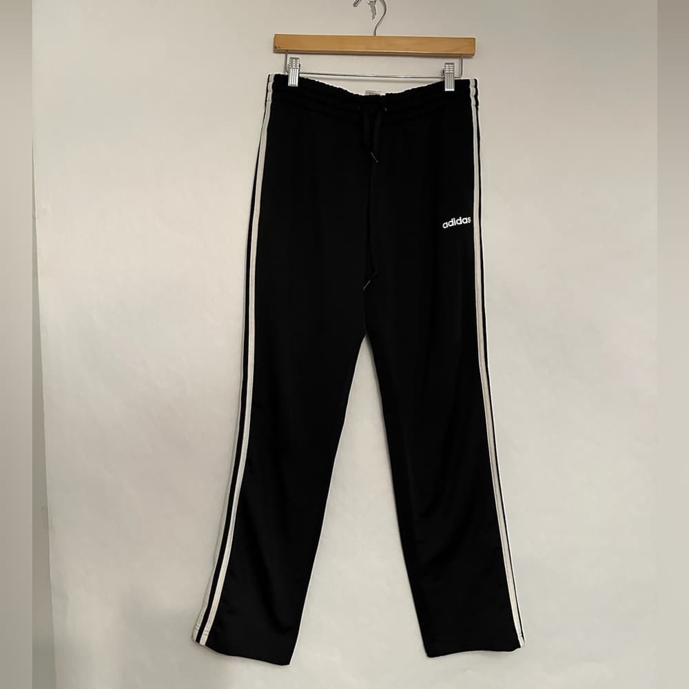 ADIDAS Track Pants Black with White Stripes Size Youth Large Sporty Athletic