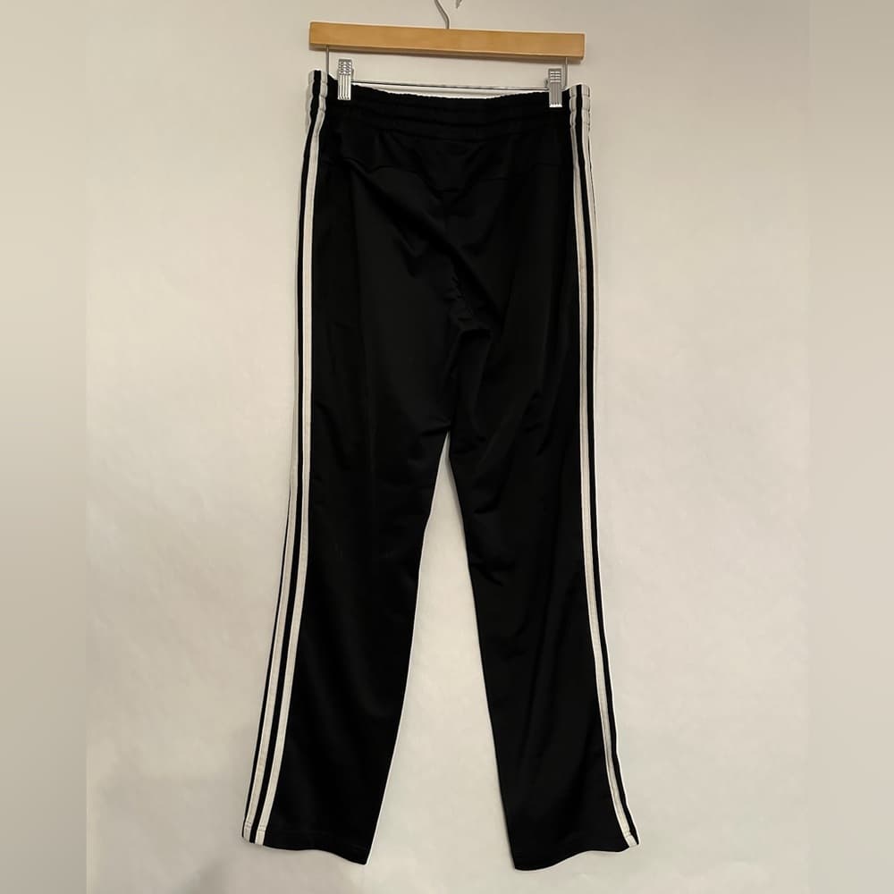 ADIDAS Track Pants Black with White Stripes Size Youth Large Sporty Athletic - Thumbnail 3