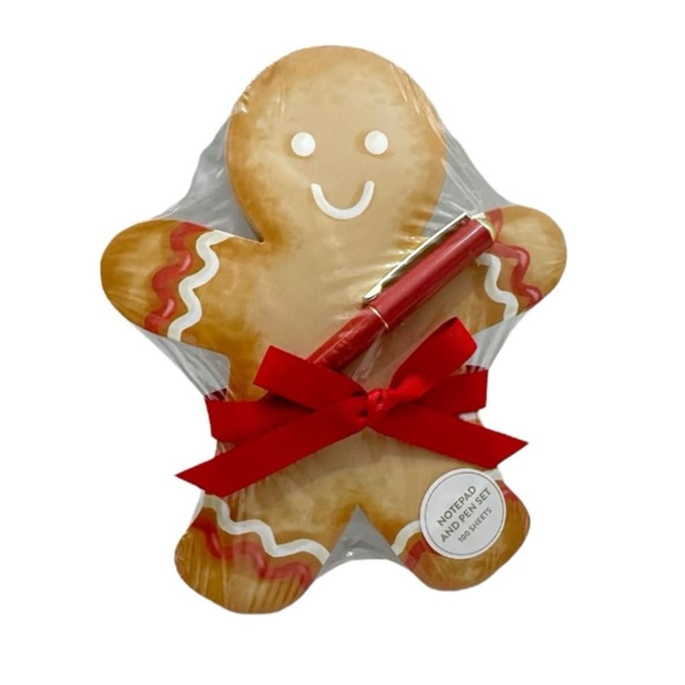 NWT Gingerbread Man Notepad & Pen Gift Set Holiday Stationery Great Gift Idea - Thumbnail 5